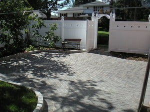 Patio pavers and Belguim block curb